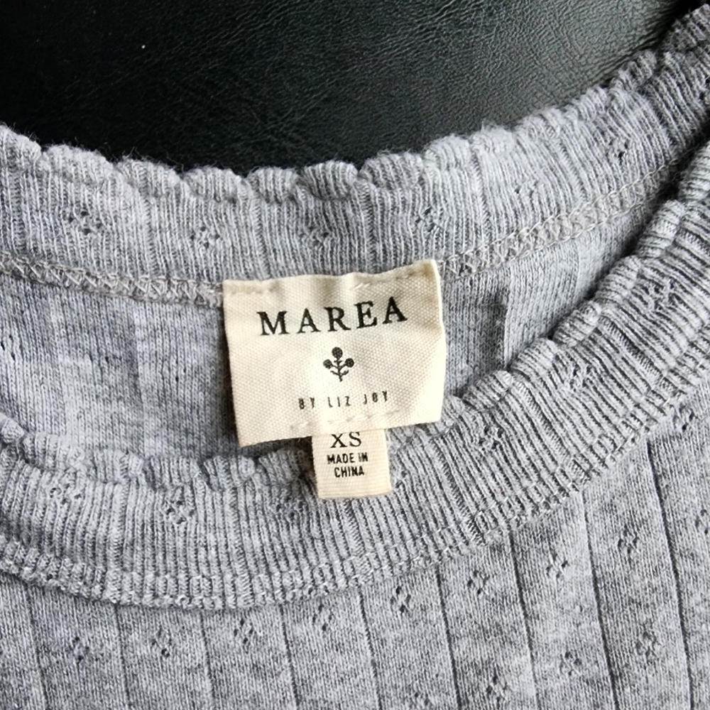 Marea Gray Pointelle Tee XS - Picture 4 of 7